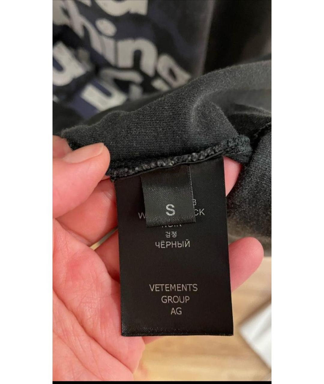 VETEMENTS Черная хлопковая футболка, фото 5