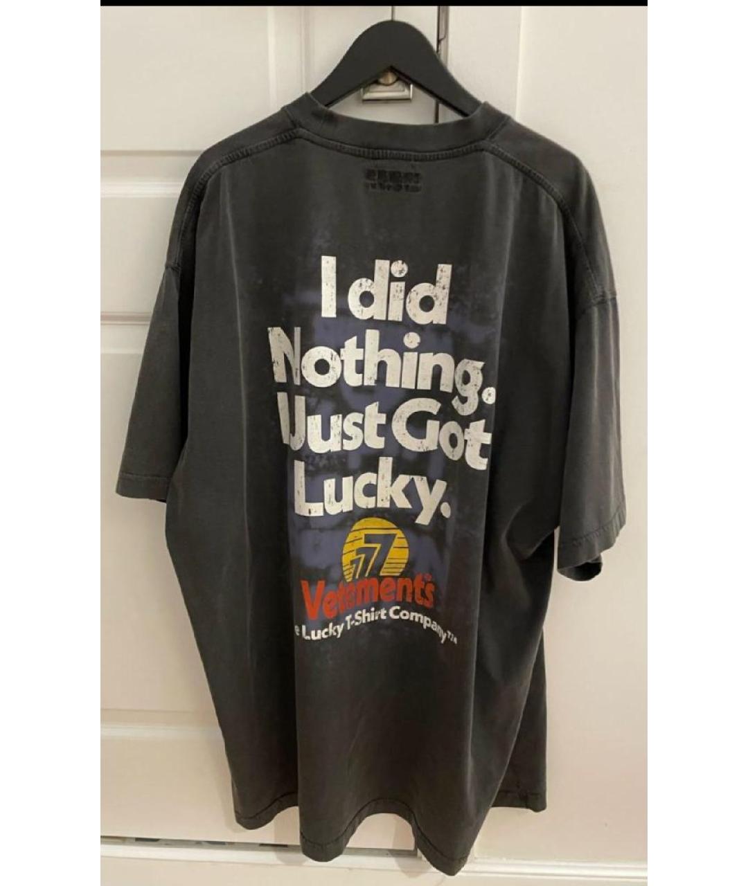 VETEMENTS Черная хлопковая футболка, фото 3