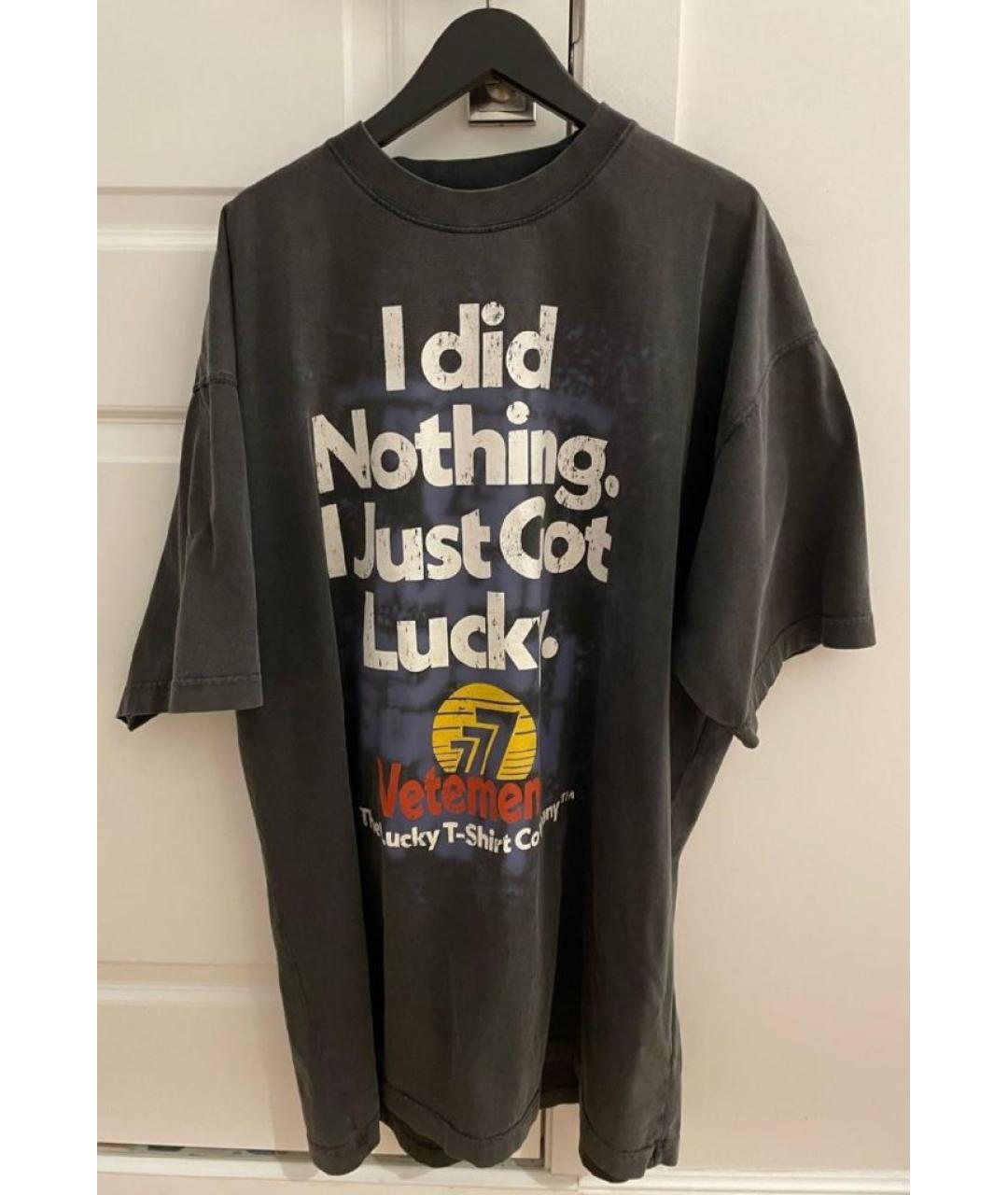 VETEMENTS Черная хлопковая футболка, фото 2