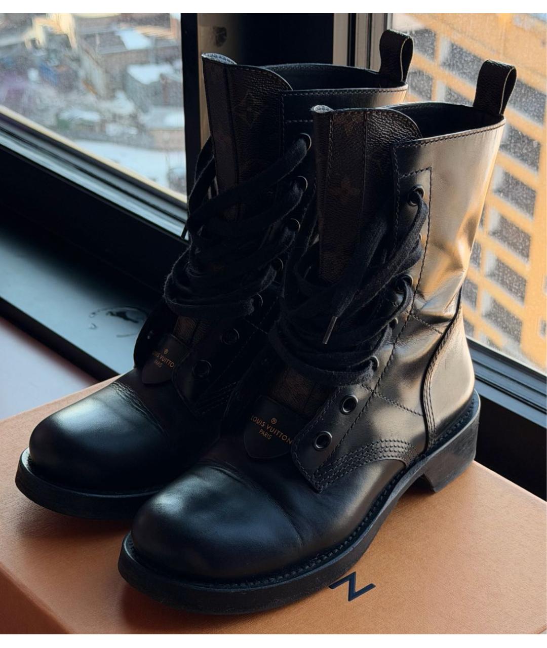 LOUIS VUITTON Черные кожаные ботинки, фото 3