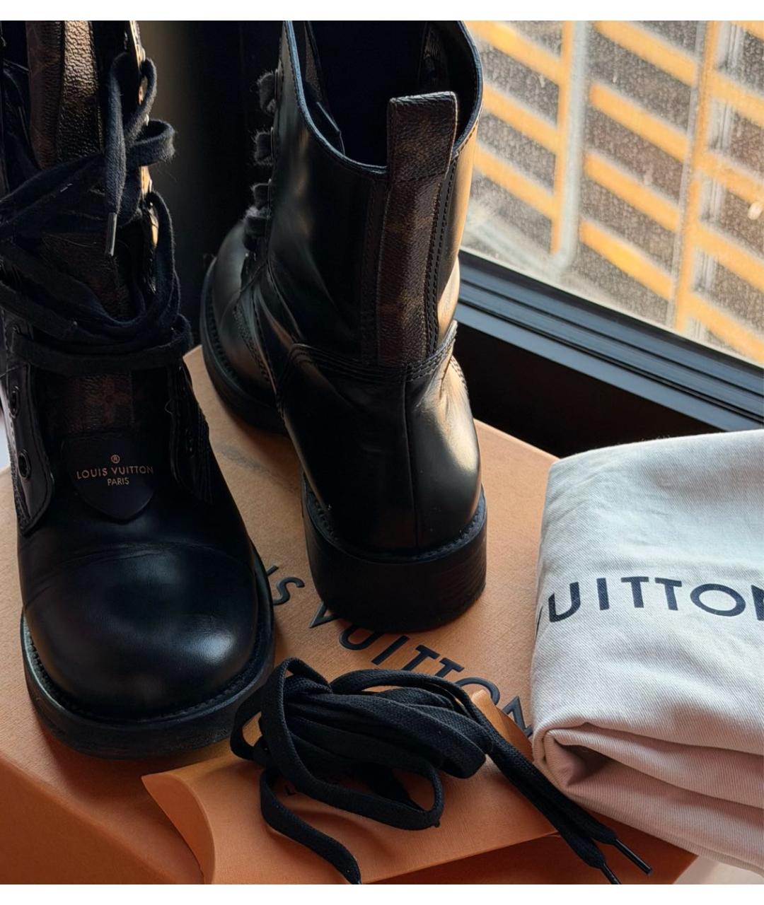 LOUIS VUITTON Черные кожаные ботинки, фото 5