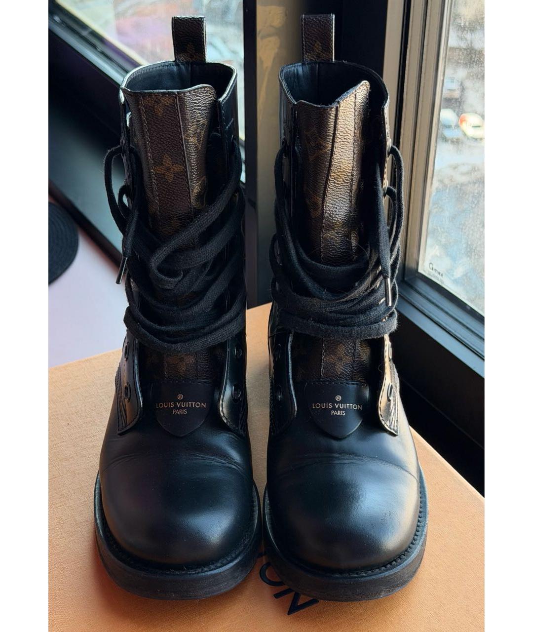 LOUIS VUITTON Черные кожаные ботинки, фото 2