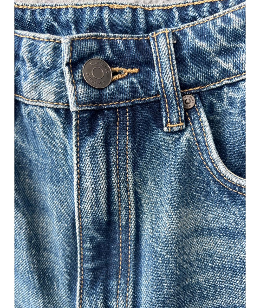 12 STOREEZ Голубые хлопковые прямые джинсы, фото 3