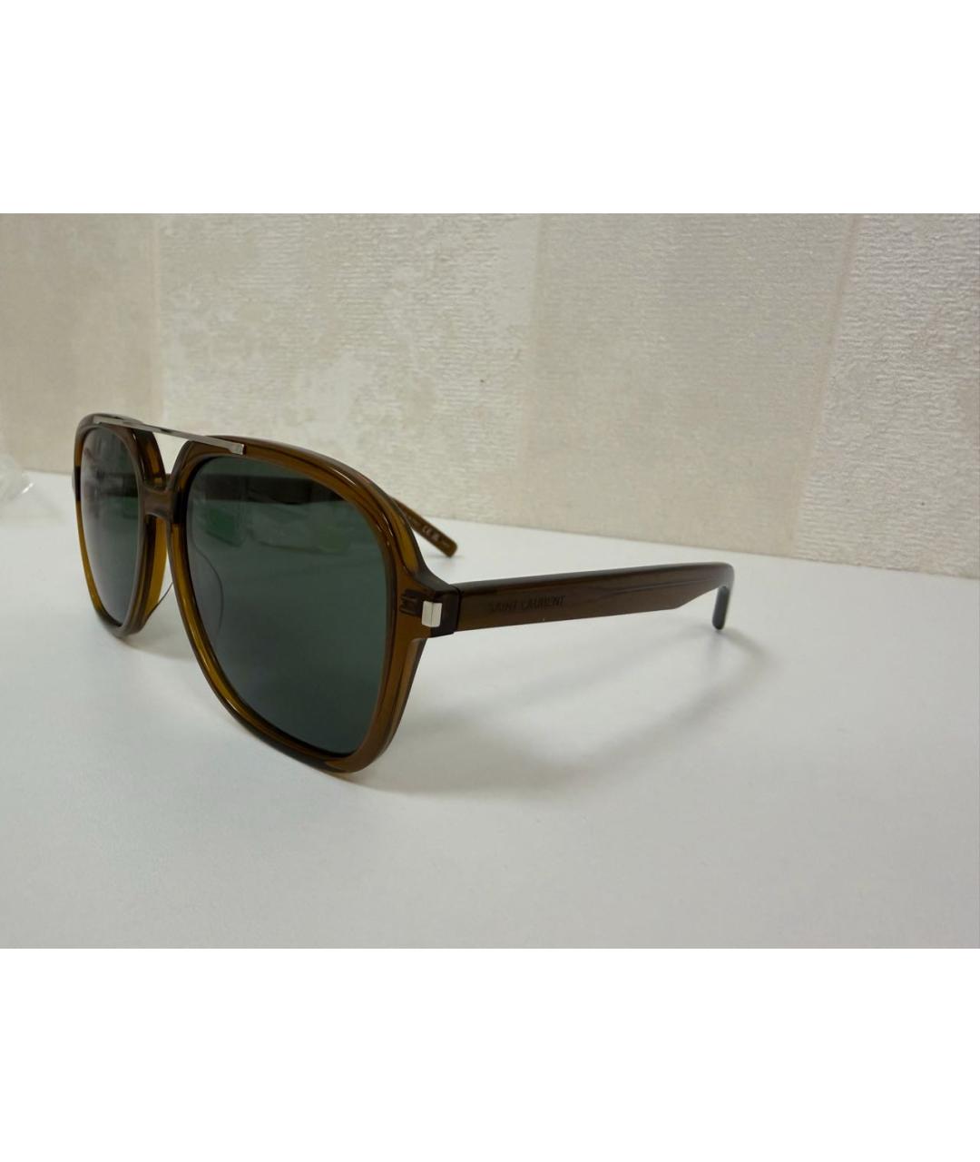 SAINT LAURENT Коричневые солнцезащитные очки, фото 3