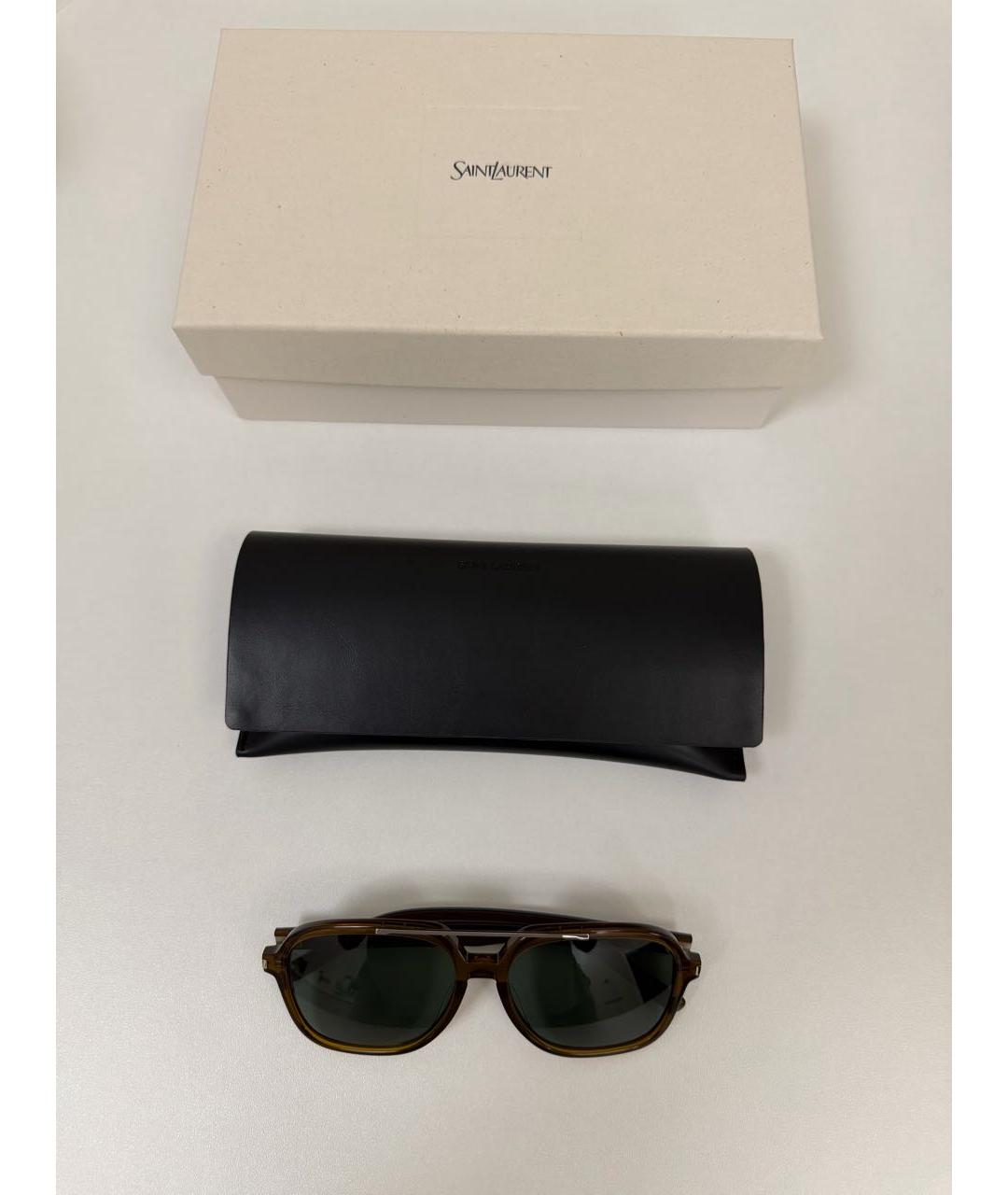 SAINT LAURENT Коричневые солнцезащитные очки, фото 4