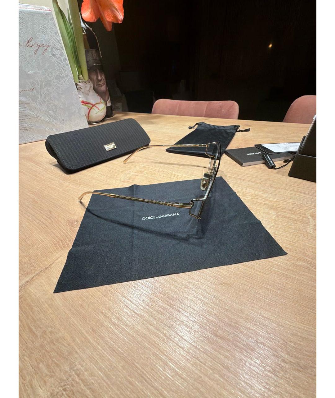 DOLCE&GABBANA Золотые металлические солнцезащитные очки, фото 3