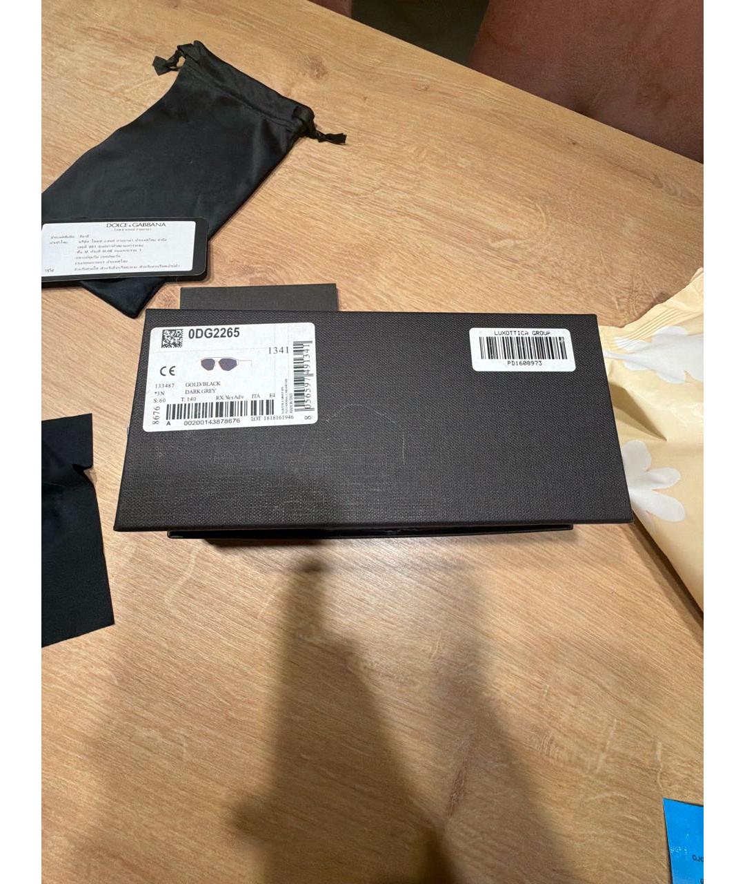 DOLCE&GABBANA Золотые металлические солнцезащитные очки, фото 5