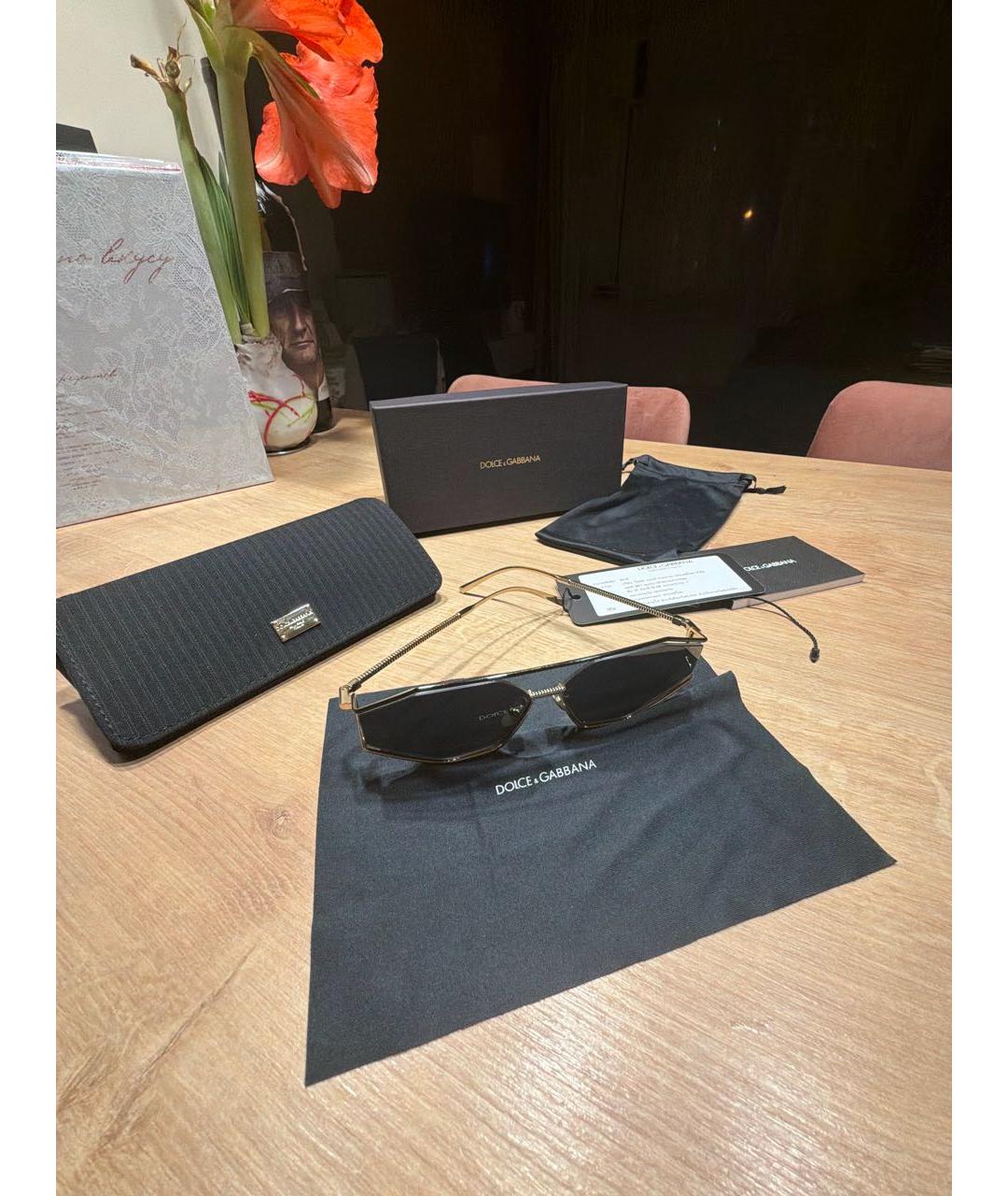 DOLCE&GABBANA Золотые металлические солнцезащитные очки, фото 4