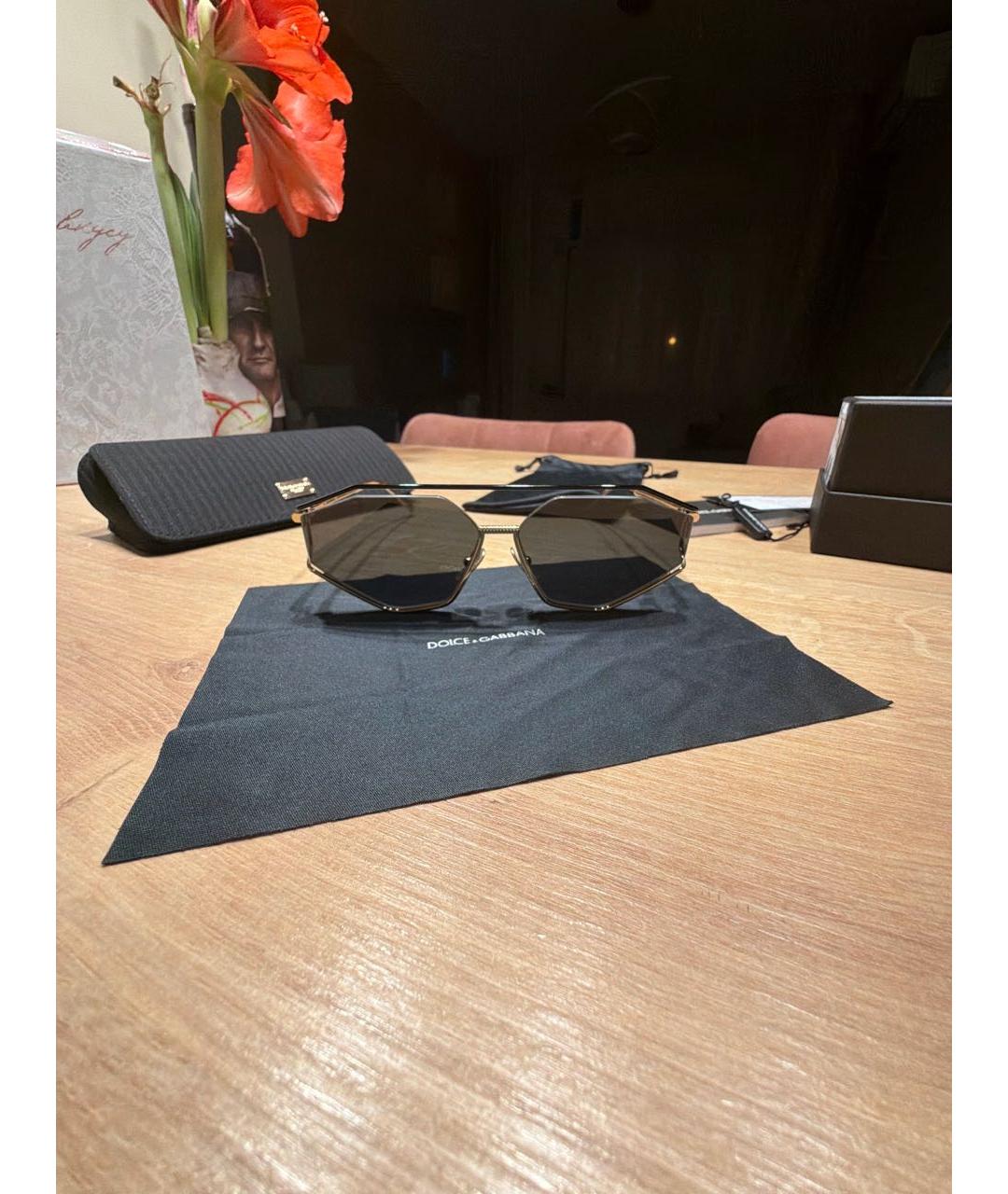 DOLCE&GABBANA Золотые металлические солнцезащитные очки, фото 8