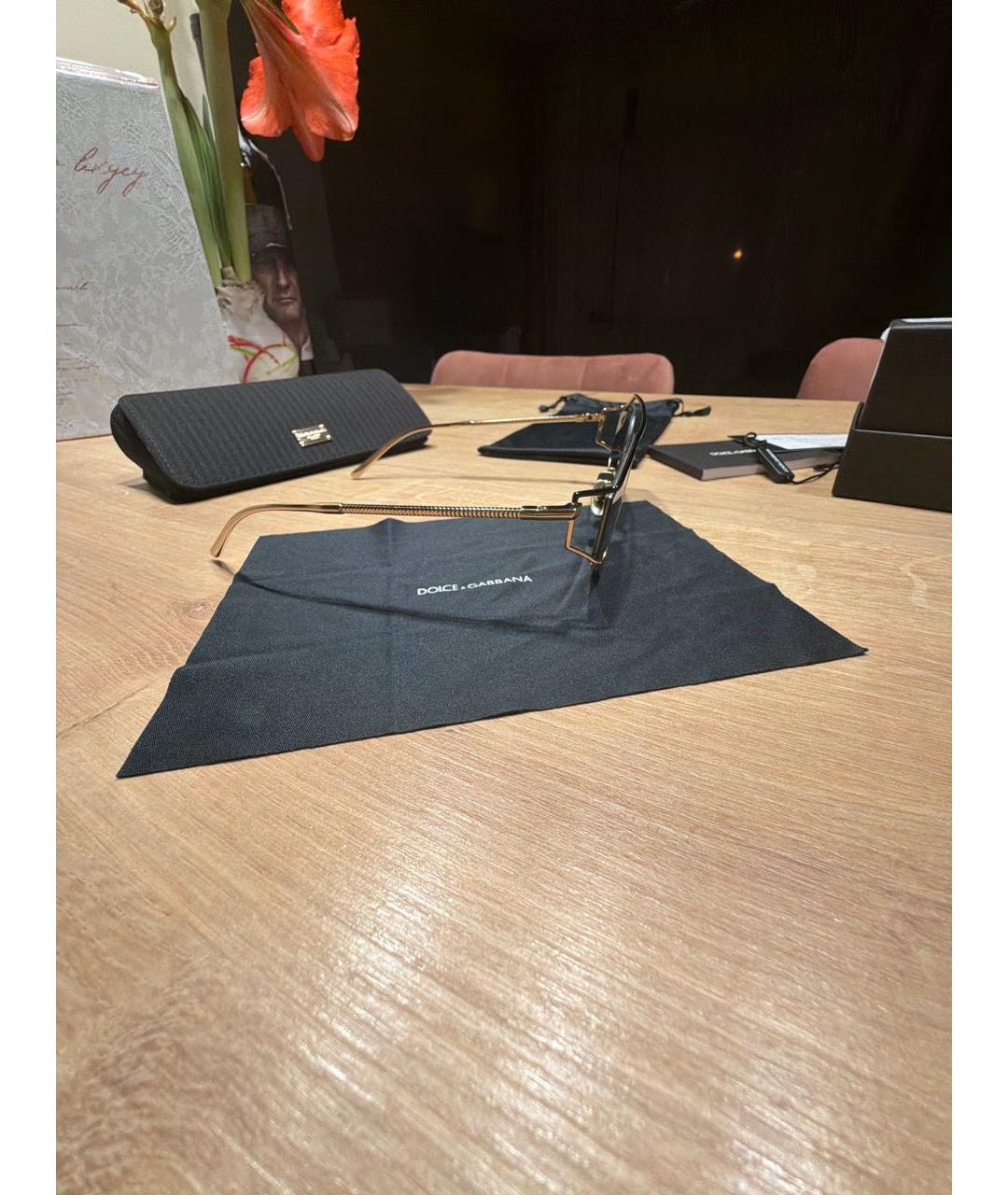 DOLCE&GABBANA Золотые металлические солнцезащитные очки, фото 2