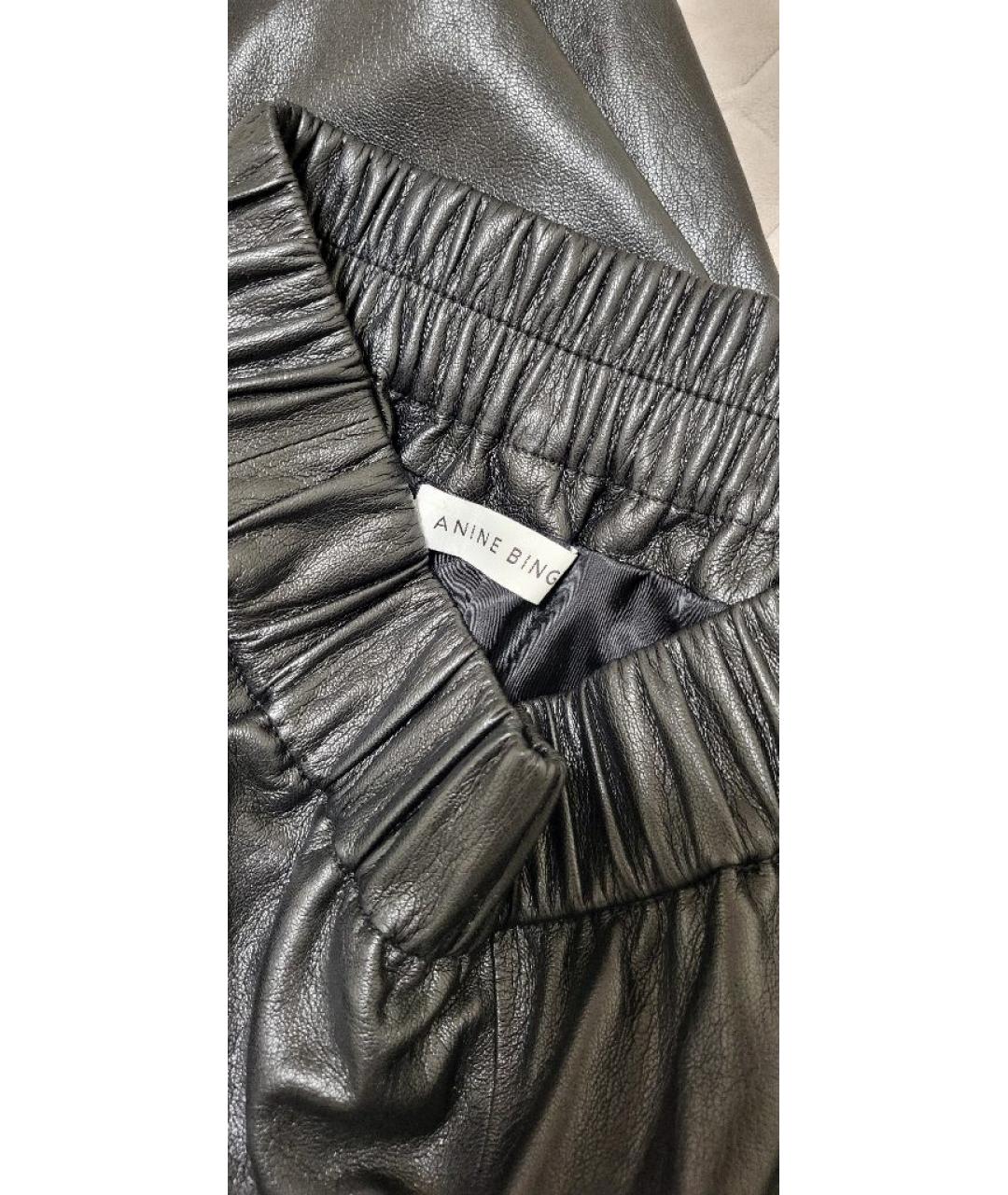 ANINE BING Черные полиэстеровые прямые брюки, фото 5