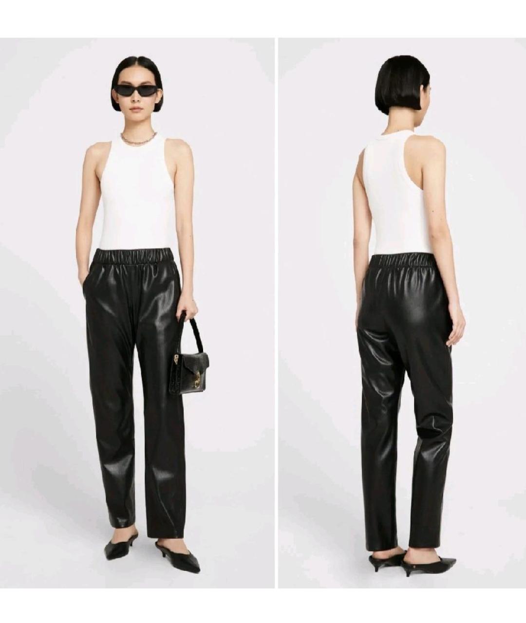 ANINE BING Черные полиэстеровые прямые брюки, фото 2