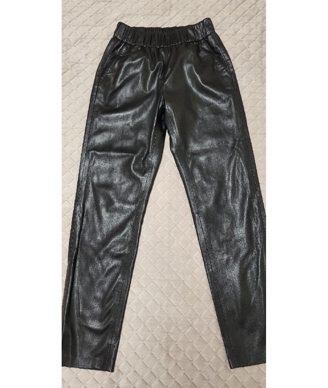 ANINE BING Черные полиэстеровые прямые брюки, фото 3