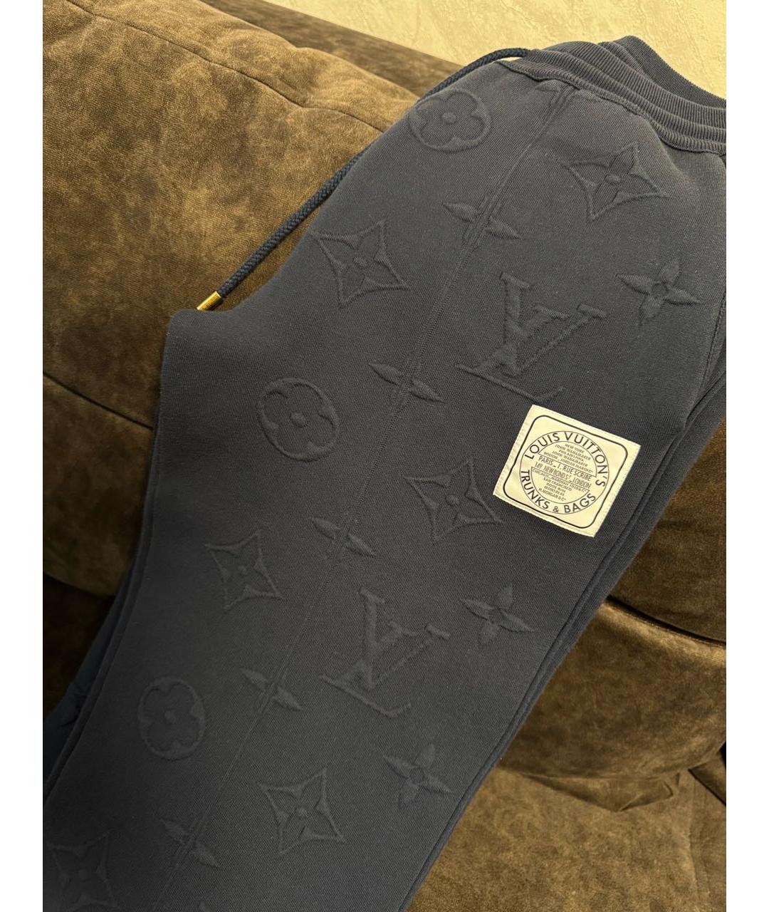 LOUIS VUITTON Темно-синие хлопковые спортивные брюки и шорты, фото 4