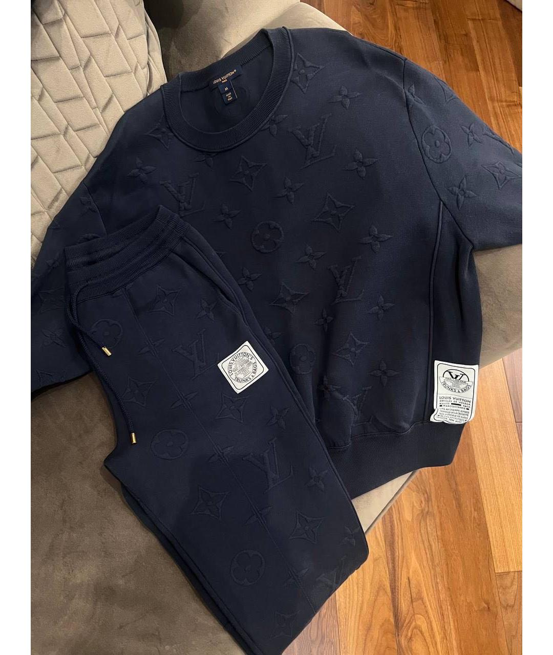 LOUIS VUITTON Темно-синие хлопковые спортивные брюки и шорты, фото 2