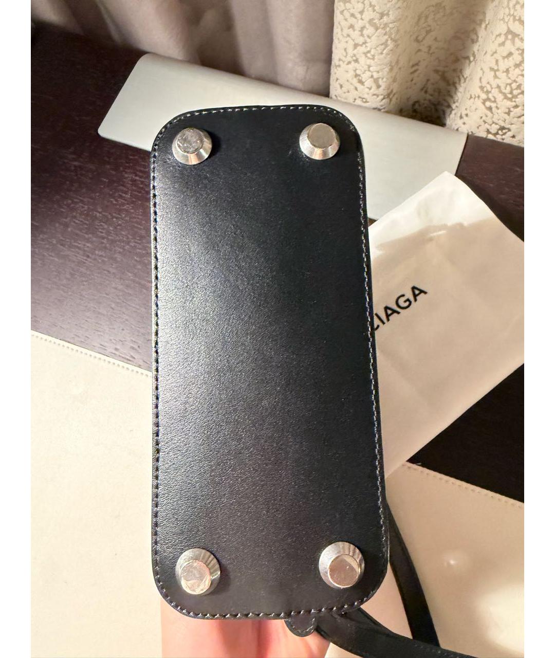 BALENCIAGA Черная кожаная сумка с короткими ручками, фото 5