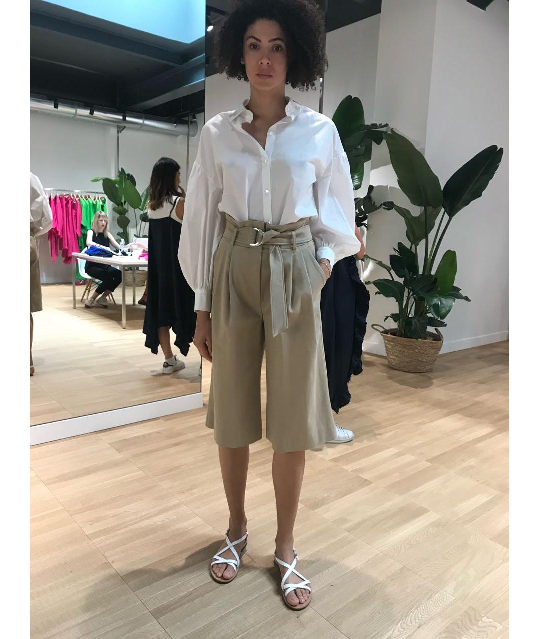 P.A.R.O.S.H. Бежевые хлопко-эластановые шорты, фото 5