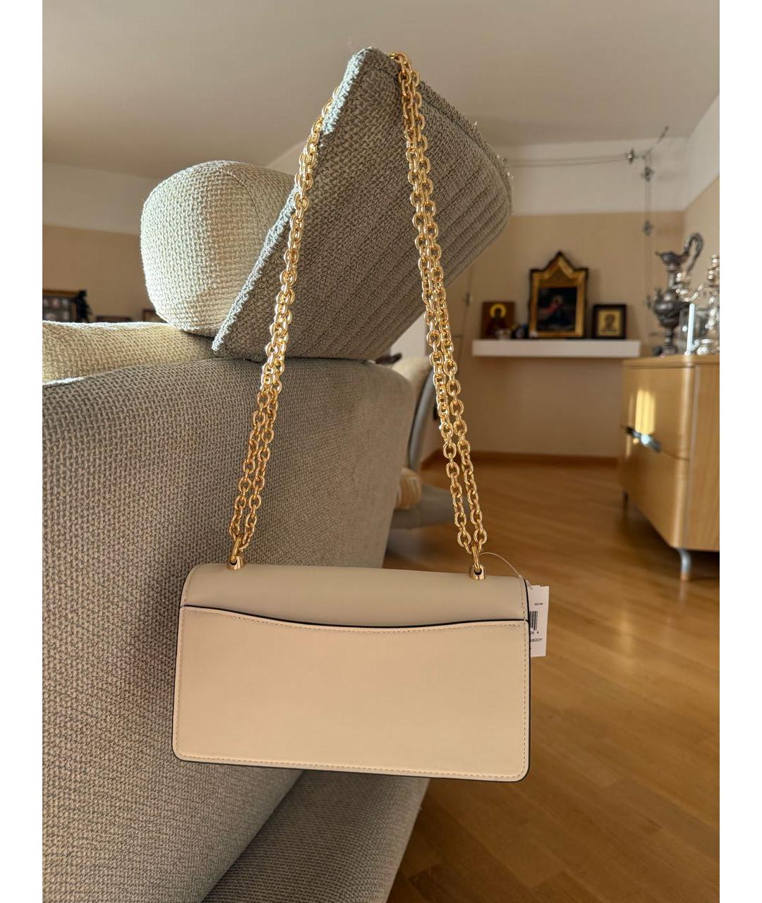 COACH Бежевая кожаная сумка через плечо, фото 6