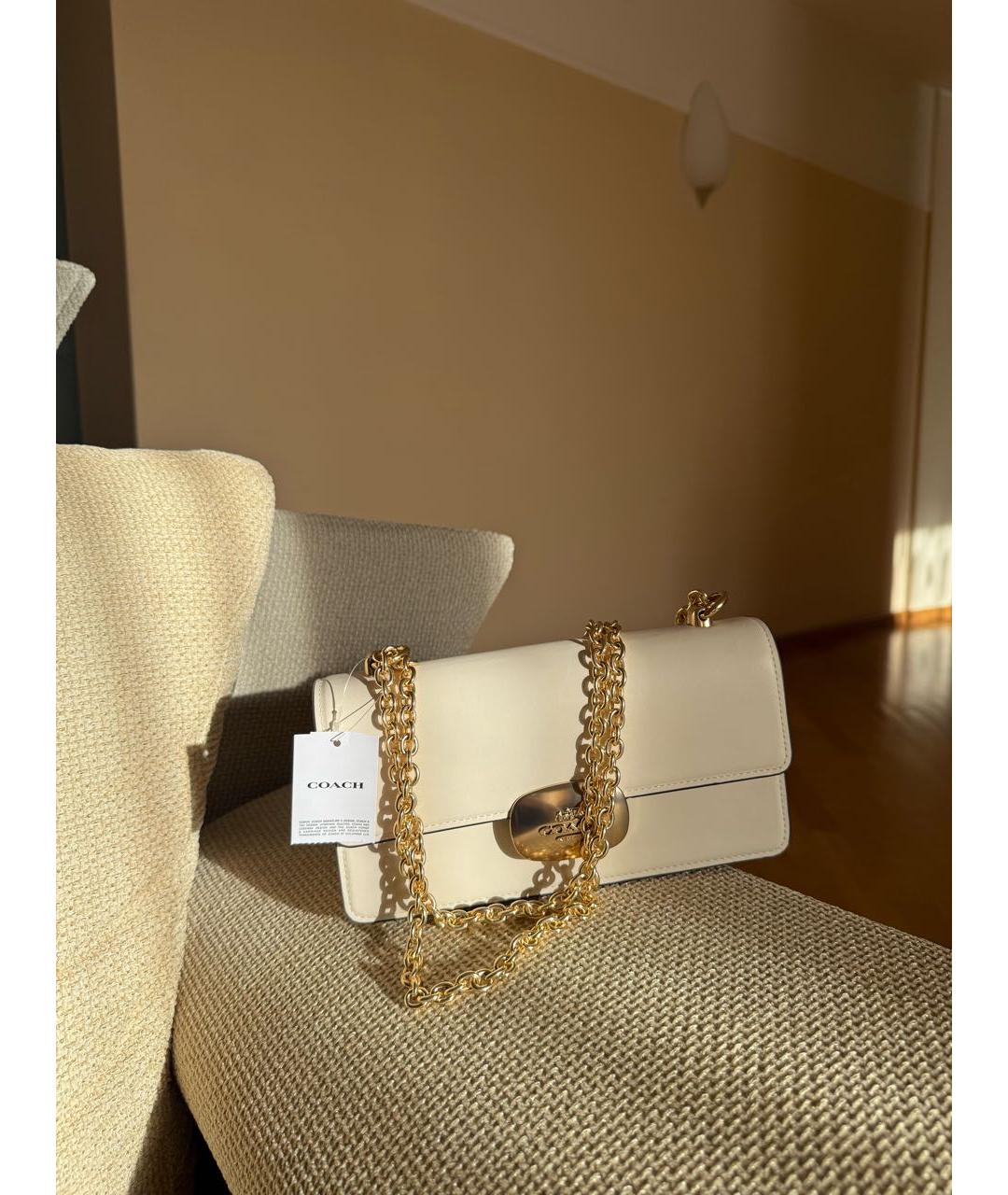 COACH Бежевая кожаная сумка через плечо, фото 9