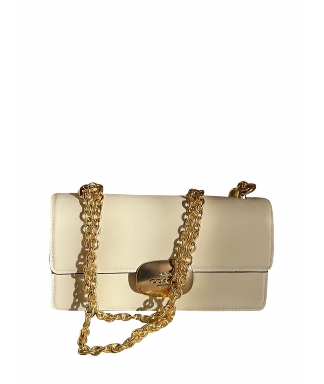 COACH Бежевая кожаная сумка через плечо, фото 1