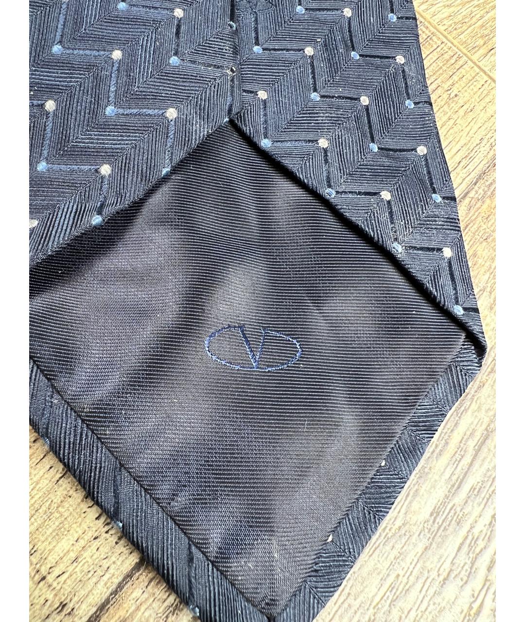 VALENTINO Темно-синий шелковый галстук, фото 3