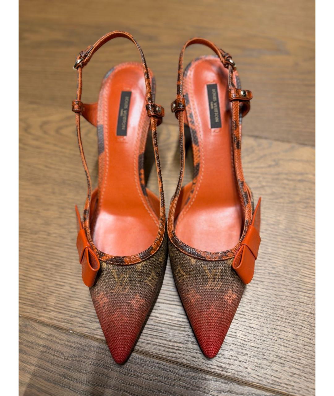 LOUIS VUITTON Оранжевое кожаные туфли, фото 3