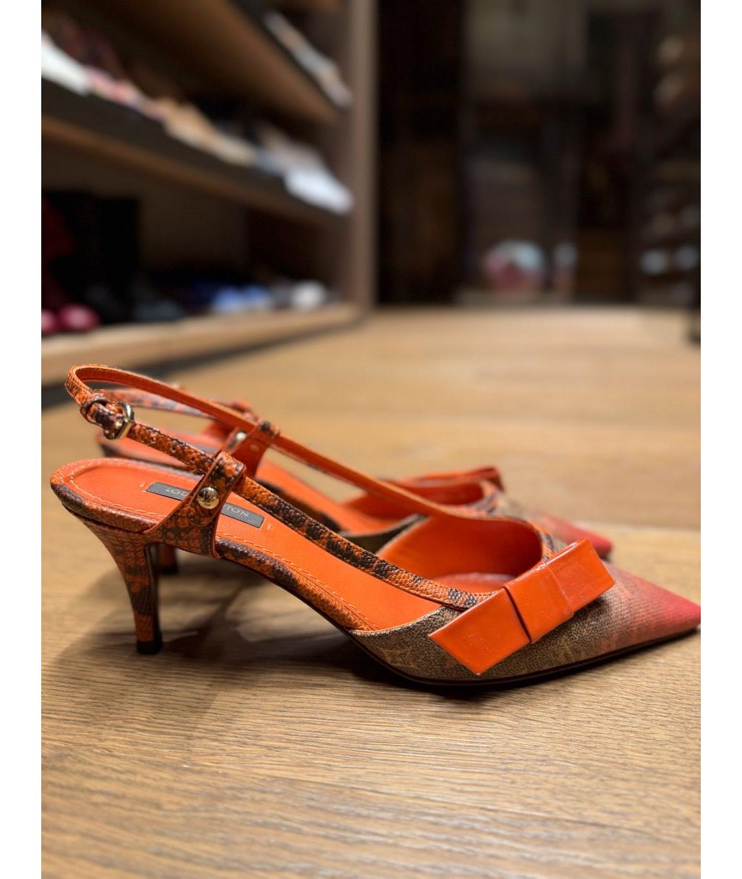 LOUIS VUITTON Оранжевое кожаные туфли, фото 4