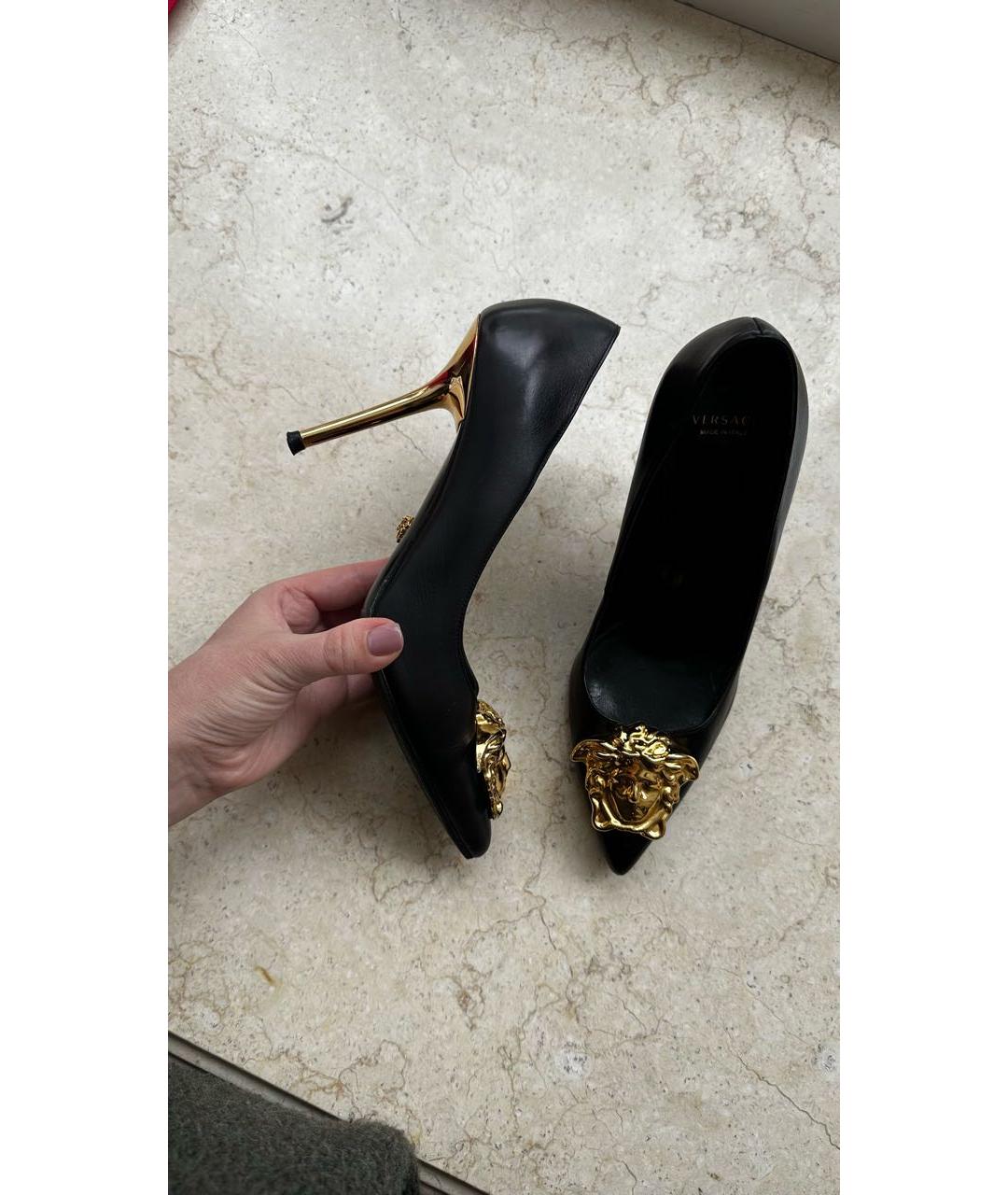 VERSACE Черные кожаные туфли, фото 6