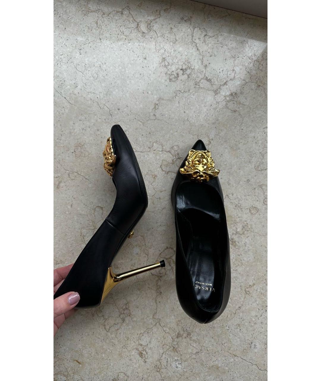 VERSACE Черные кожаные туфли, фото 8