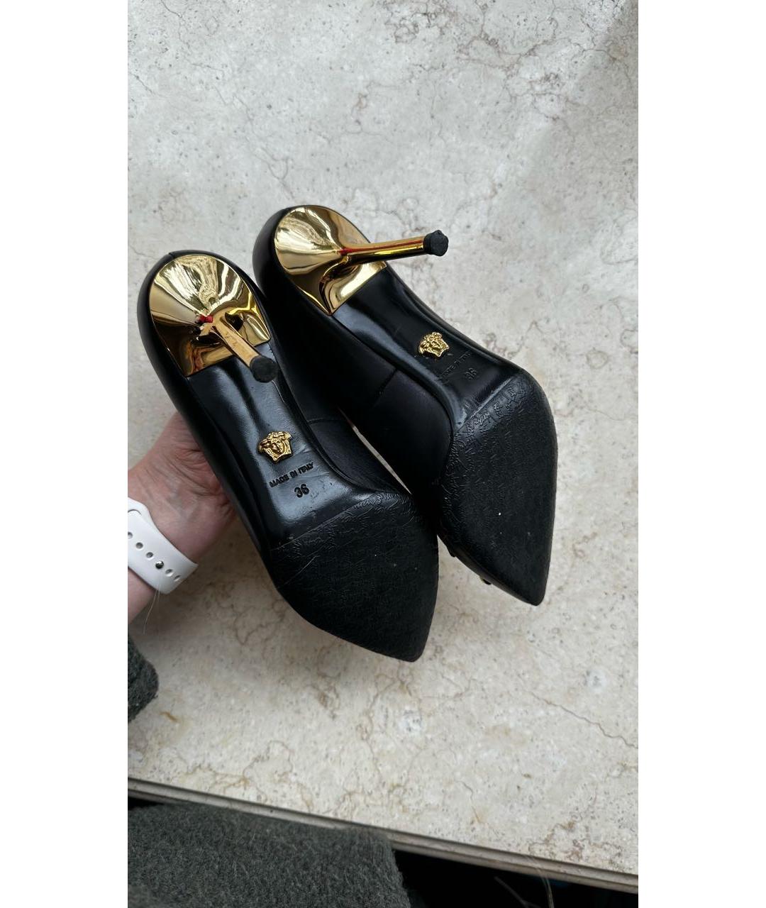 VERSACE Черные кожаные туфли, фото 5