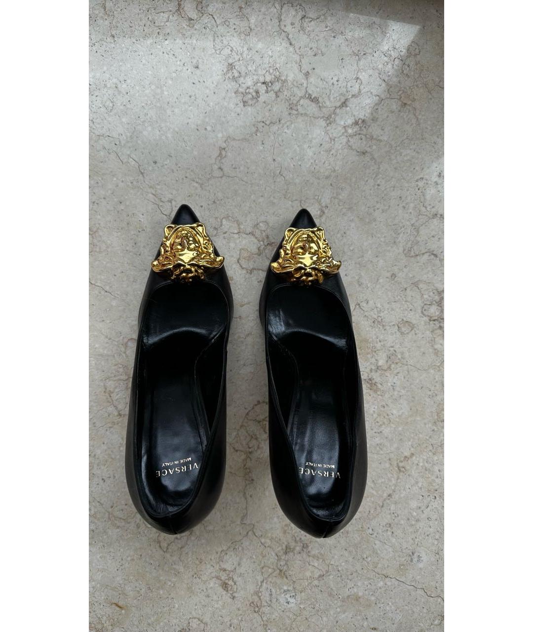 VERSACE Черные кожаные туфли, фото 3