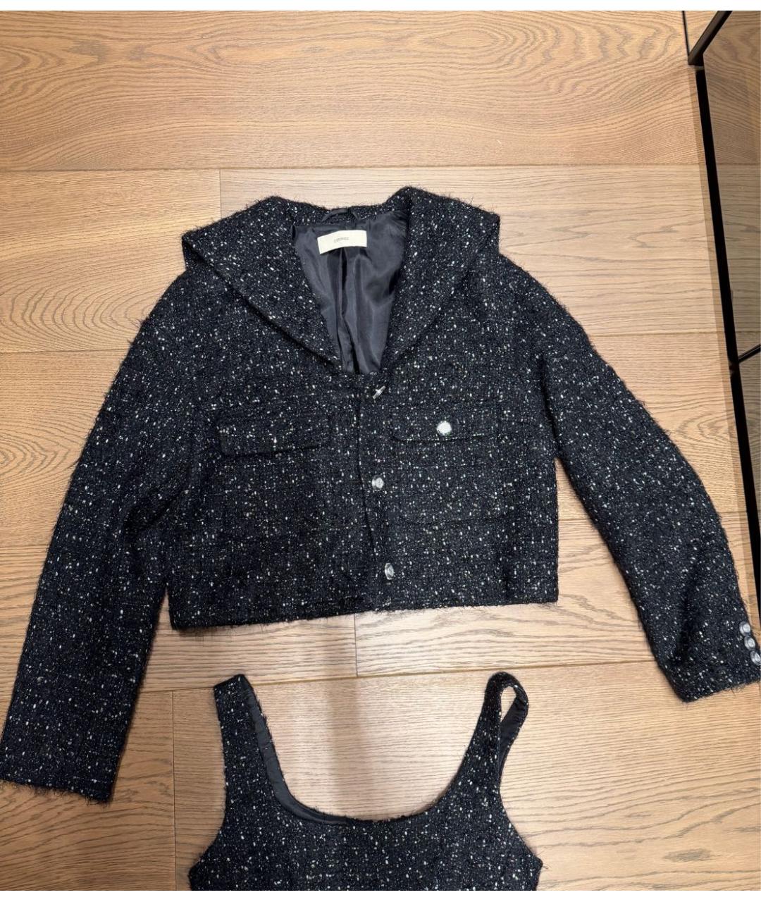 12 STOREEZ Черный твидовый костюм с юбками, фото 3