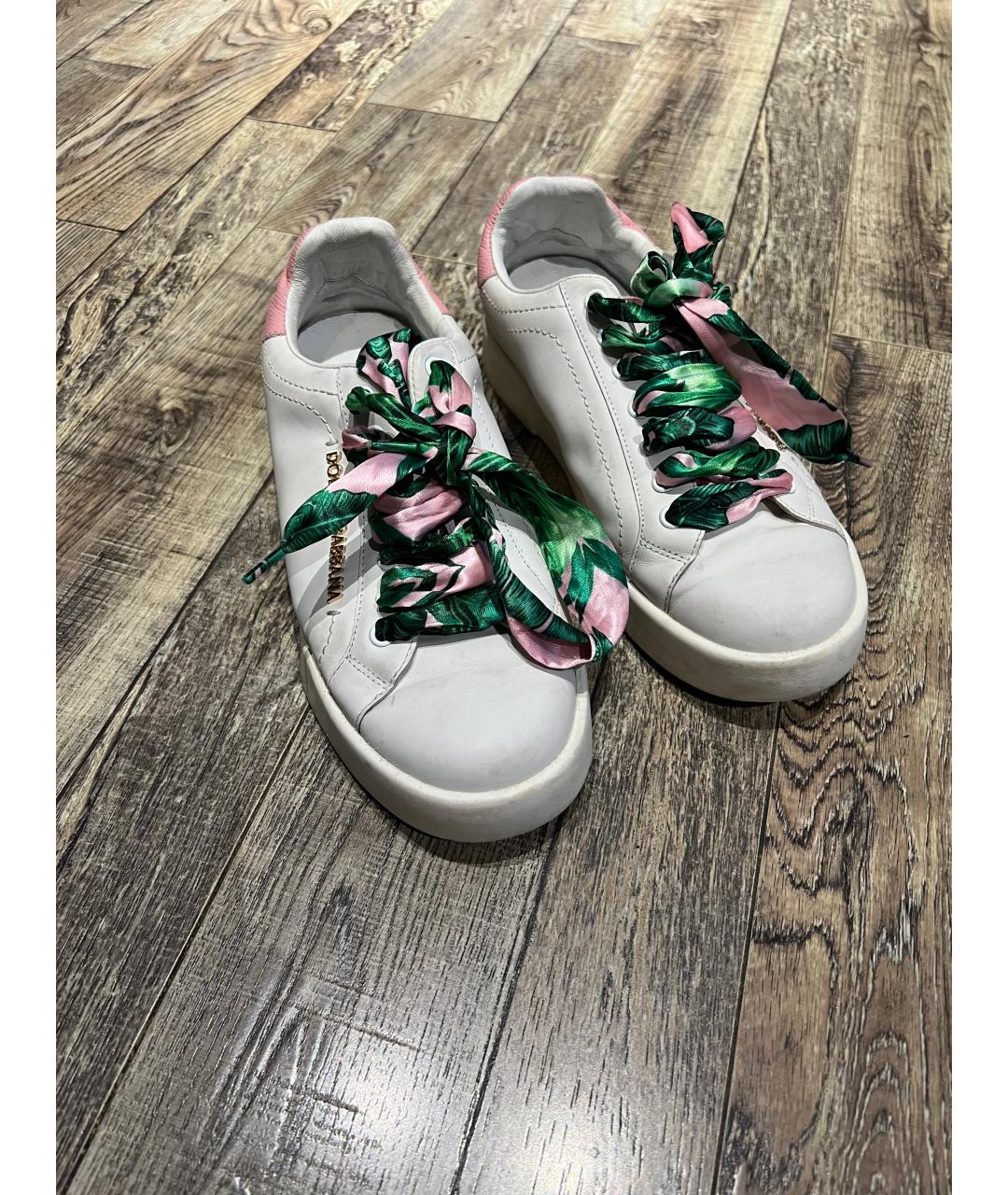 DOLCE&GABBANA Белые кожаные кроссовки, фото 5