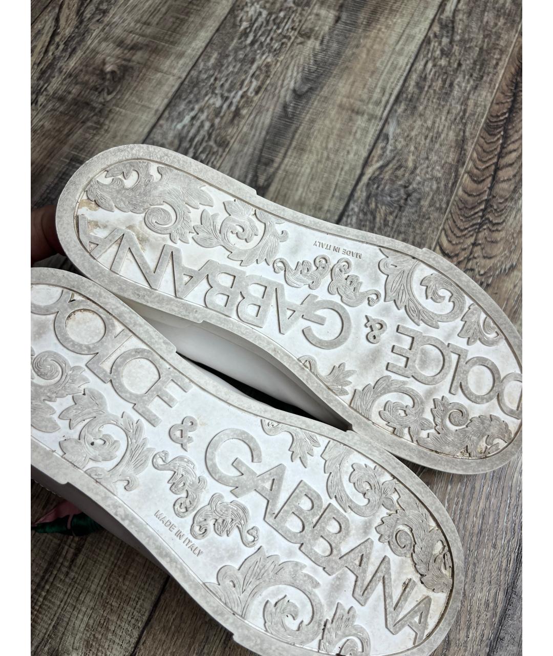 DOLCE&GABBANA Белые кожаные кроссовки, фото 8