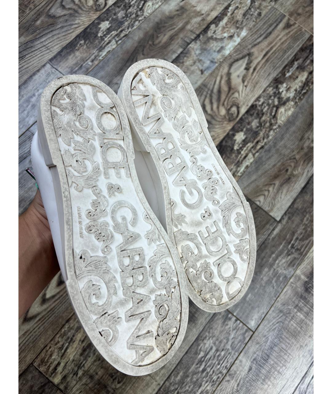 DOLCE&GABBANA Белые кожаные кроссовки, фото 2