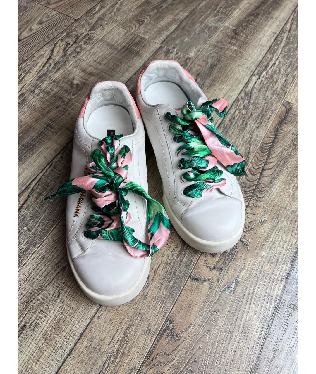 DOLCE&GABBANA Белые кожаные кроссовки, фото 6