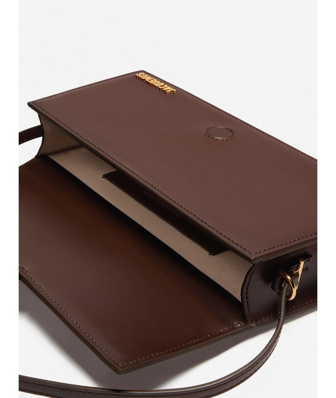 JACQUEMUS Коричневая кожаная сумка с короткими ручками, фото 4