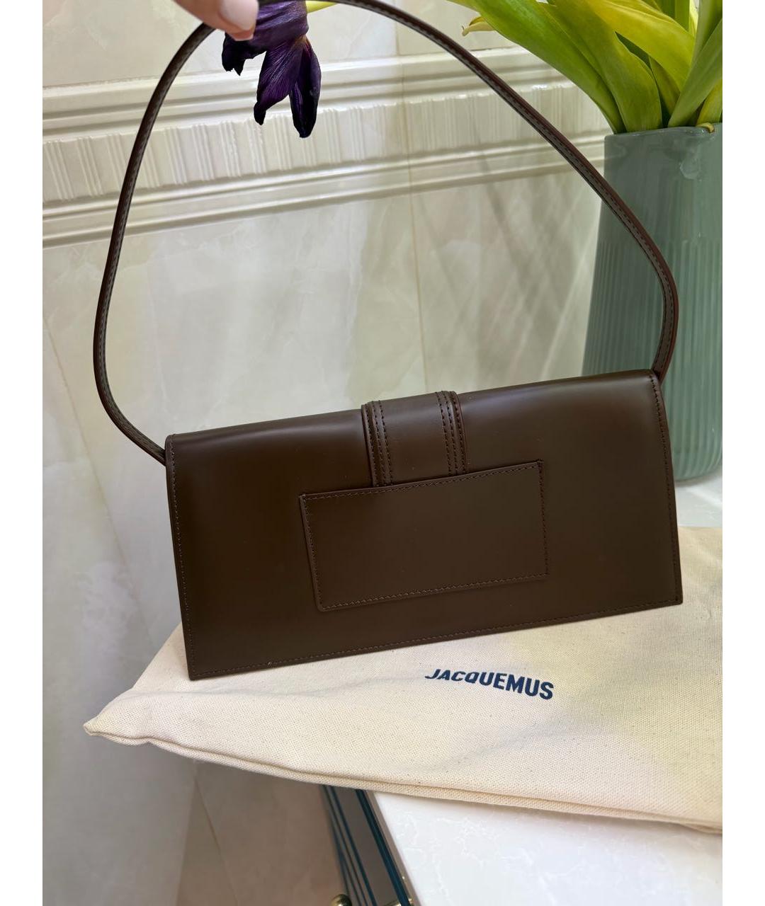 JACQUEMUS Коричневая кожаная сумка с короткими ручками, фото 7