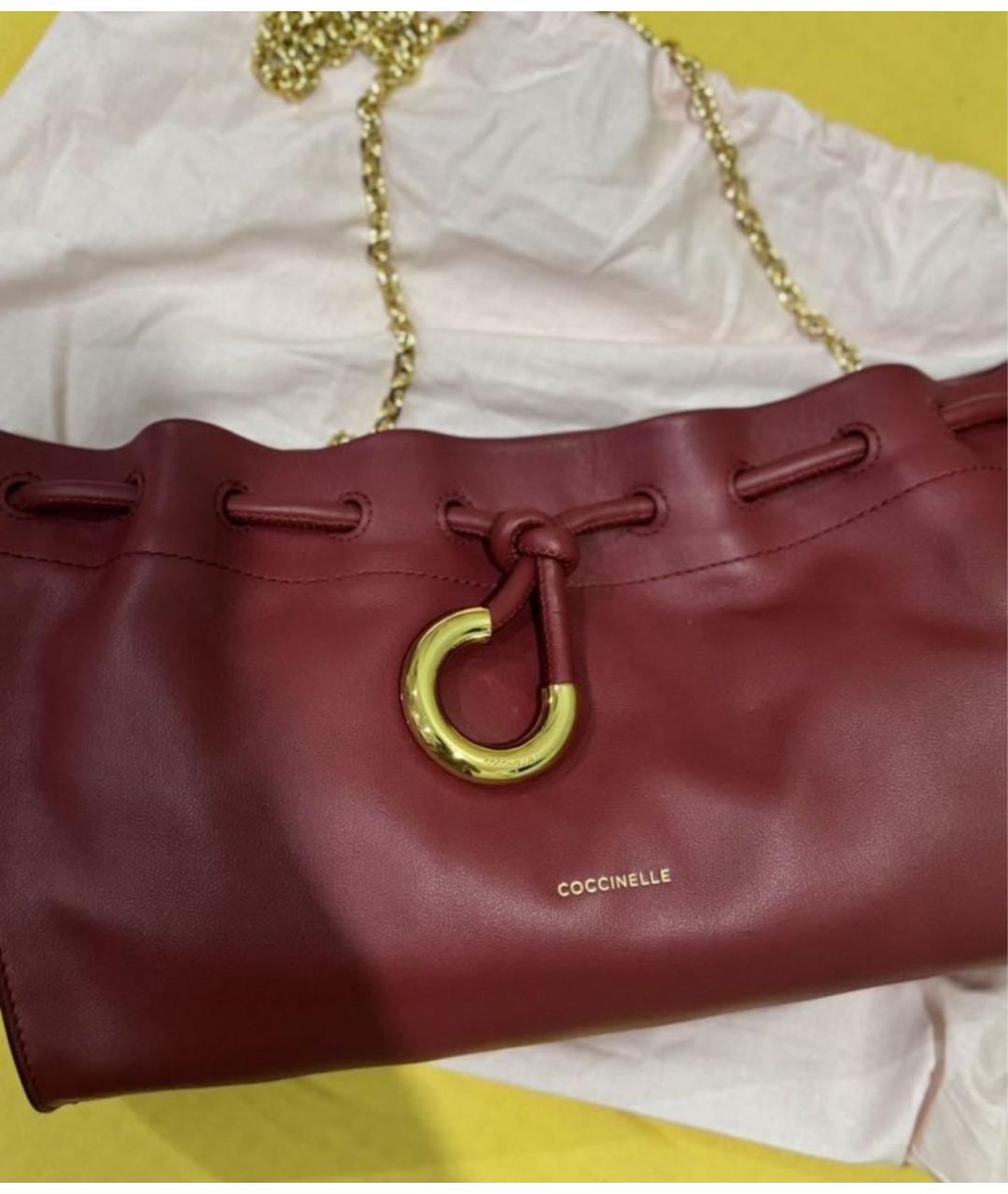 COCCINELLE Бордовая кожаная сумка через плечо, фото 3