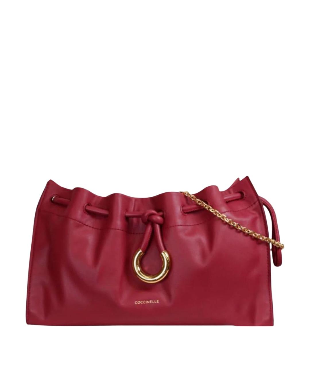 COCCINELLE Бордовая кожаная сумка через плечо, фото 1