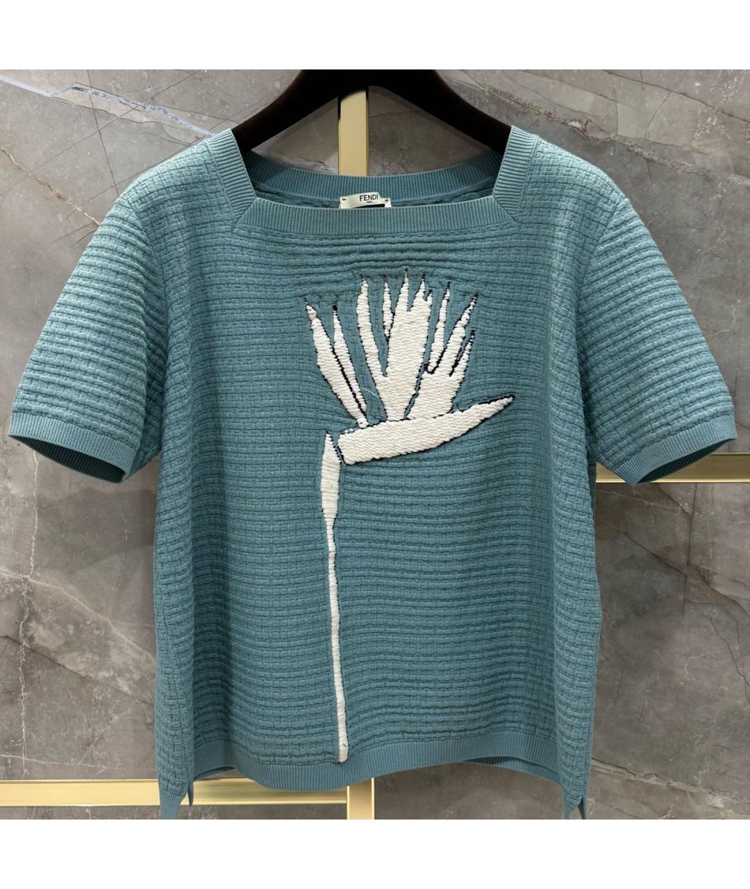 FENDI Голубой вискозный джемпер / свитер, фото 5