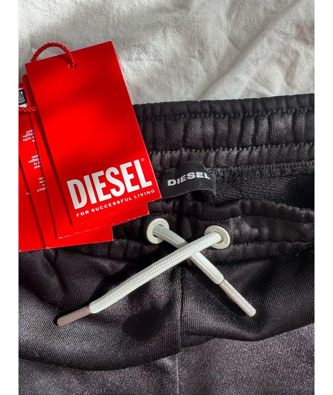 DIESEL Черные полиэстеровые спортивные брюки и шорты, фото 4