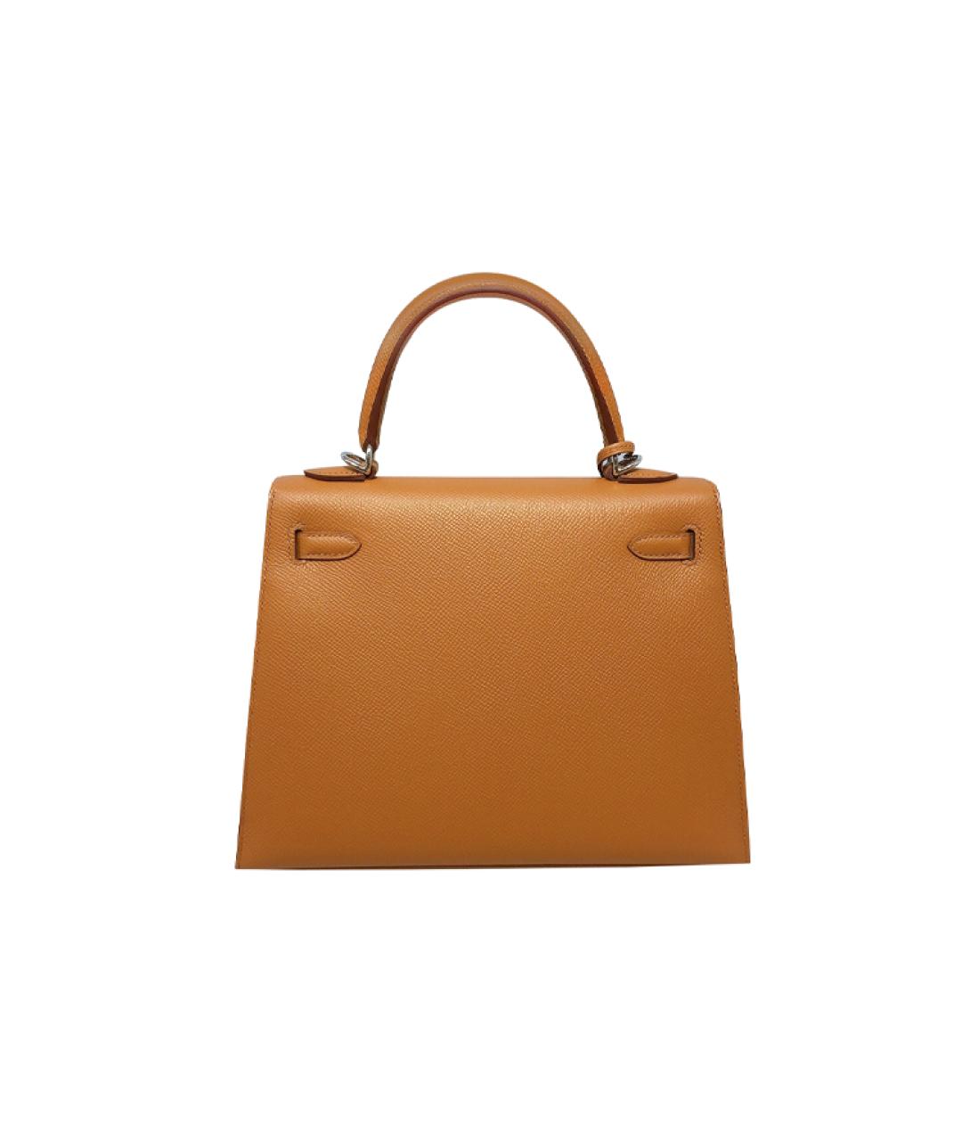 HERMES Коричневая кожаная сумка с короткими ручками, фото 3