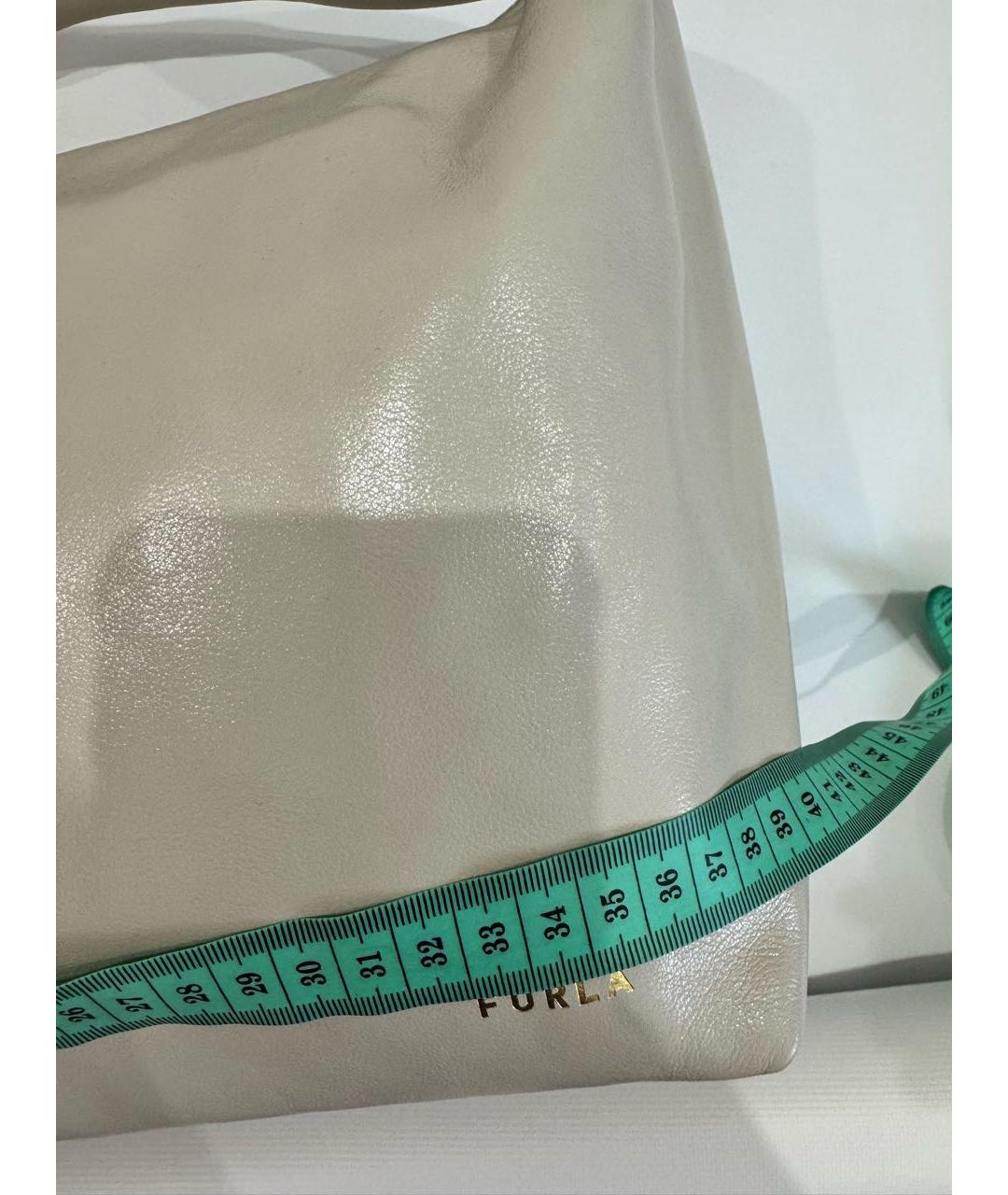 FURLA Бежевая кожаная сумка с короткими ручками, фото 5