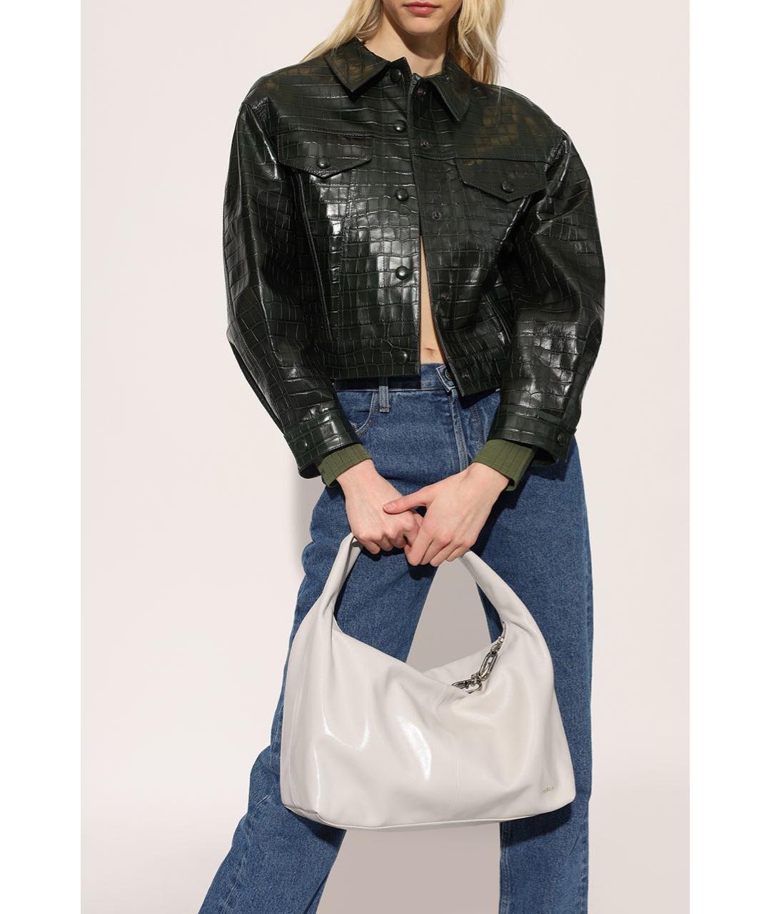 FURLA Бежевая кожаная сумка с короткими ручками, фото 2