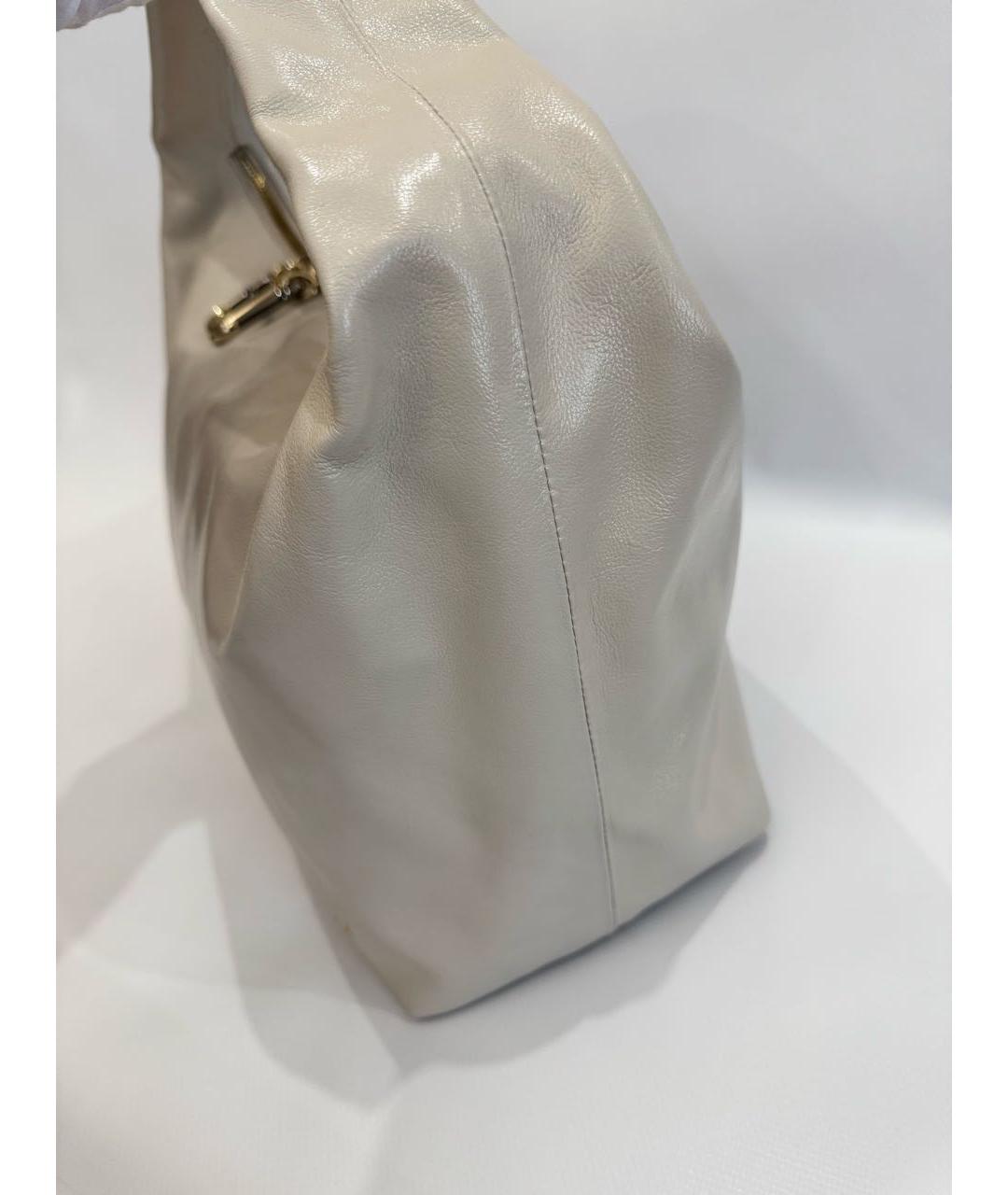 FURLA Бежевая кожаная сумка с короткими ручками, фото 7