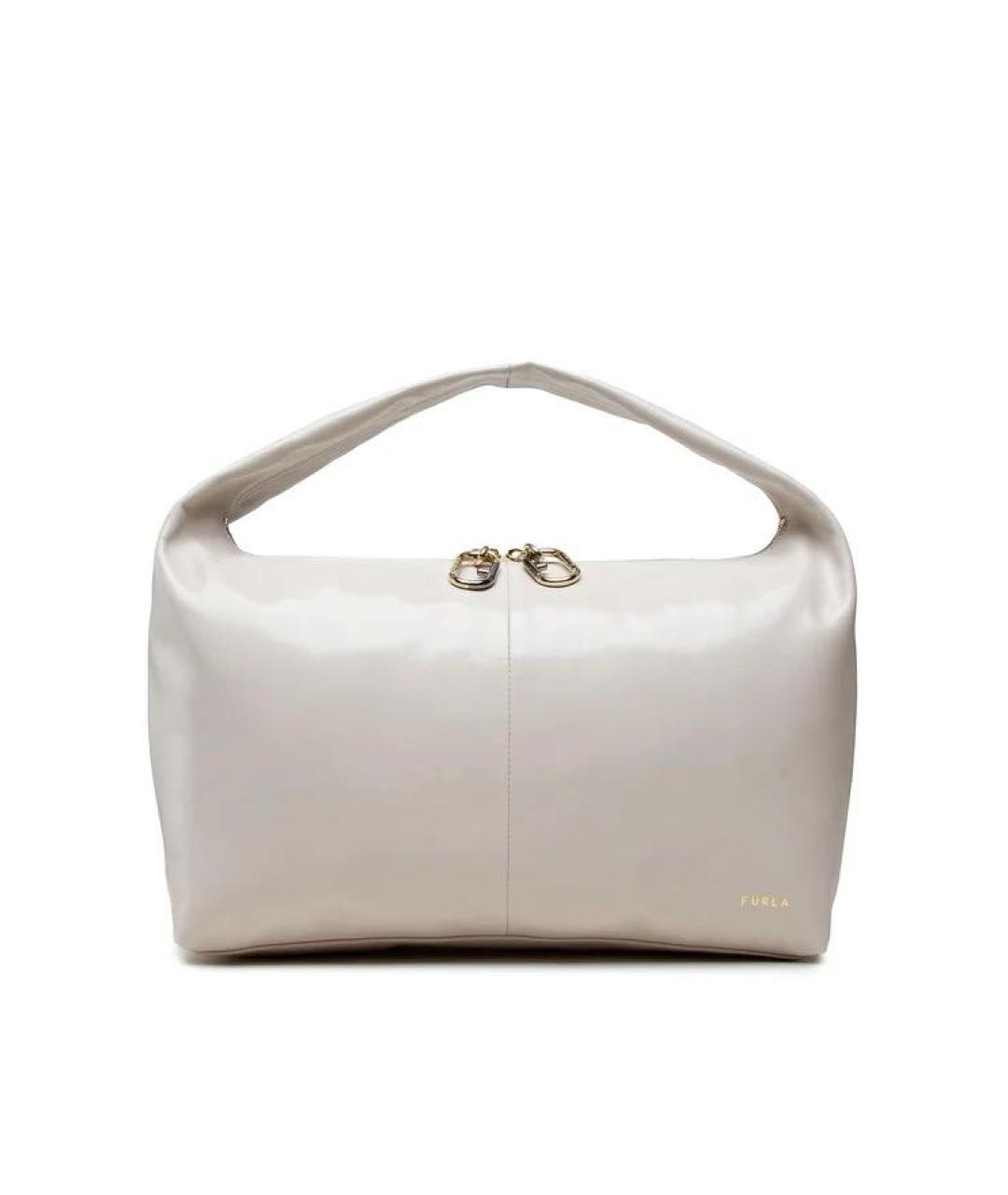 FURLA Бежевая кожаная сумка с короткими ручками, фото 1