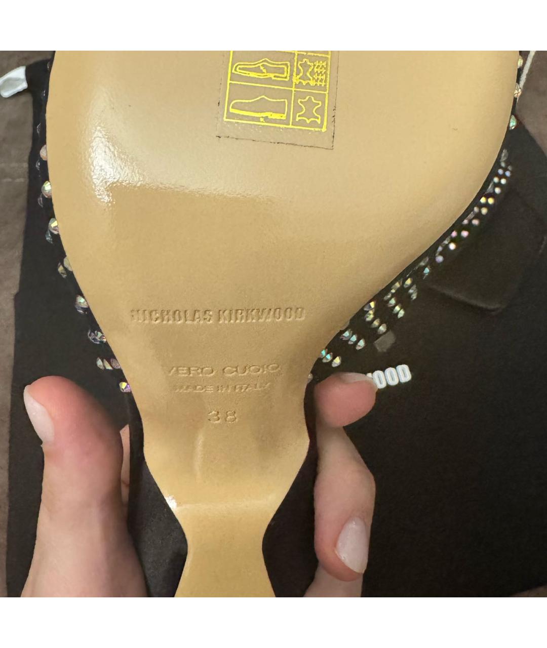 NICHOLAS KIRKWOOD Черные текстильные сабо, фото 5