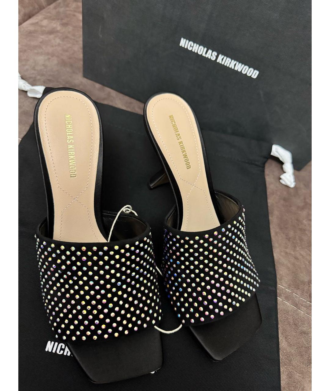 NICHOLAS KIRKWOOD Черные текстильные сабо, фото 3