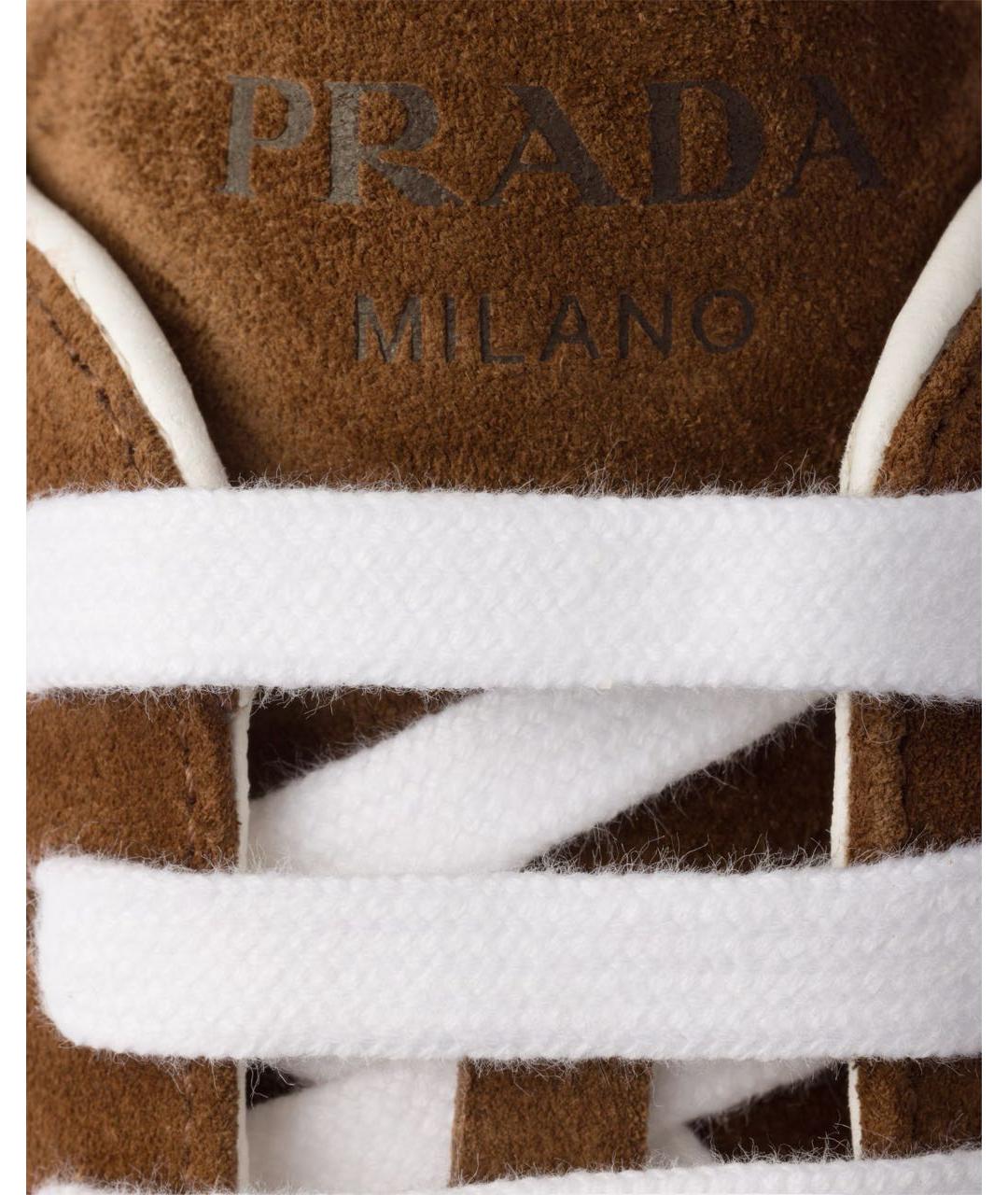 PRADA Коричневые замшевые кроссовки, фото 5